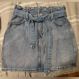 H&M Blue Denim Paperbag Waist Skirt